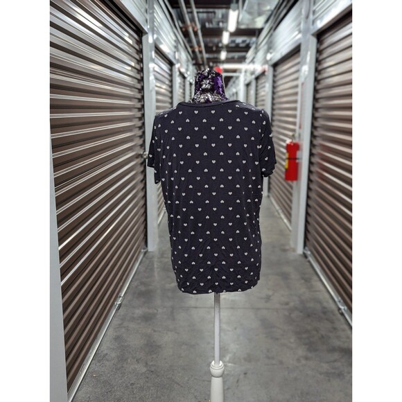 Torrid 00 Medium Super Soft Knit Blue and White Heart Tee Shirt T-Shirt Blouse - Picture 3 of 6